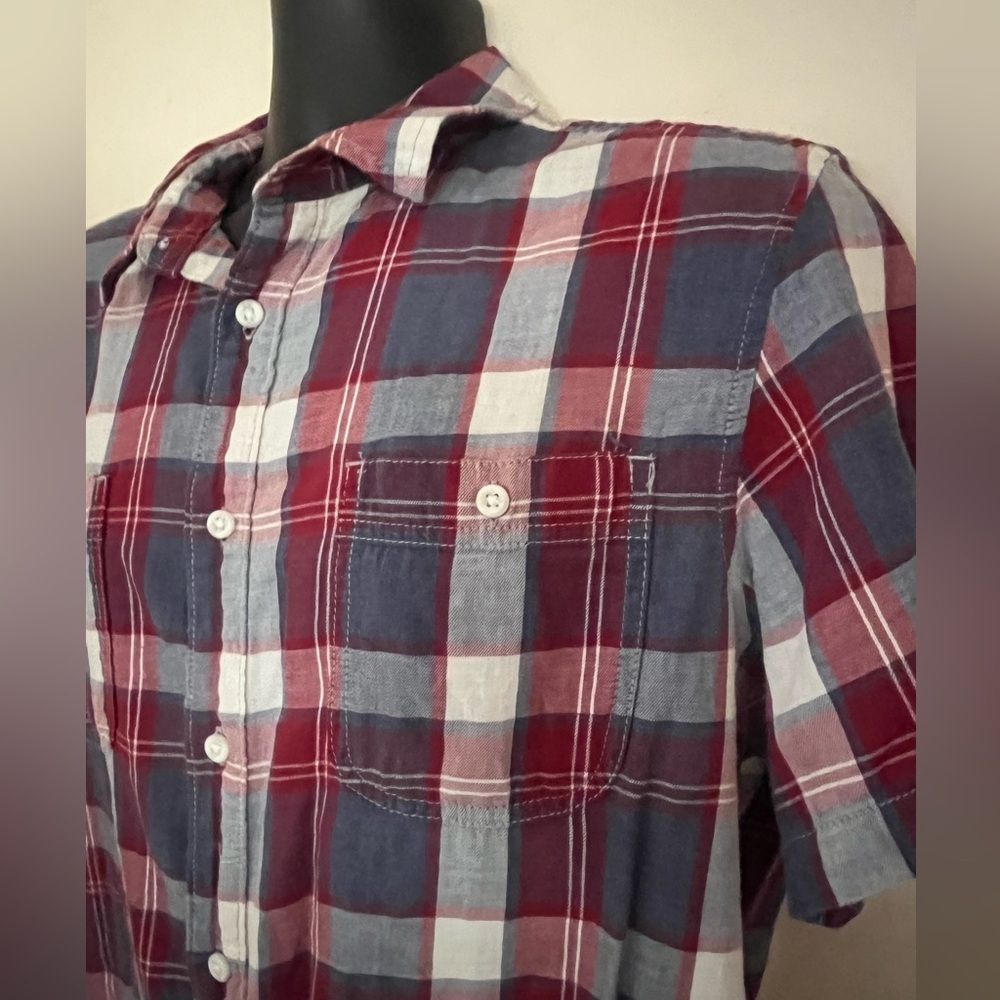 American Rag Red and Blue Plaid Casual Shirt - Picture 3 of 4